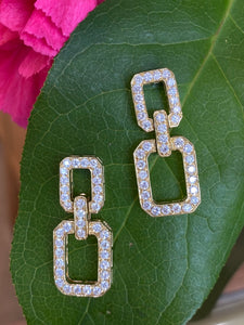 Statement Yellow Gold and Diamond Link Earrings
