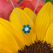 Load image into Gallery viewer, Emerald &amp; Diamond Floral Necklace
