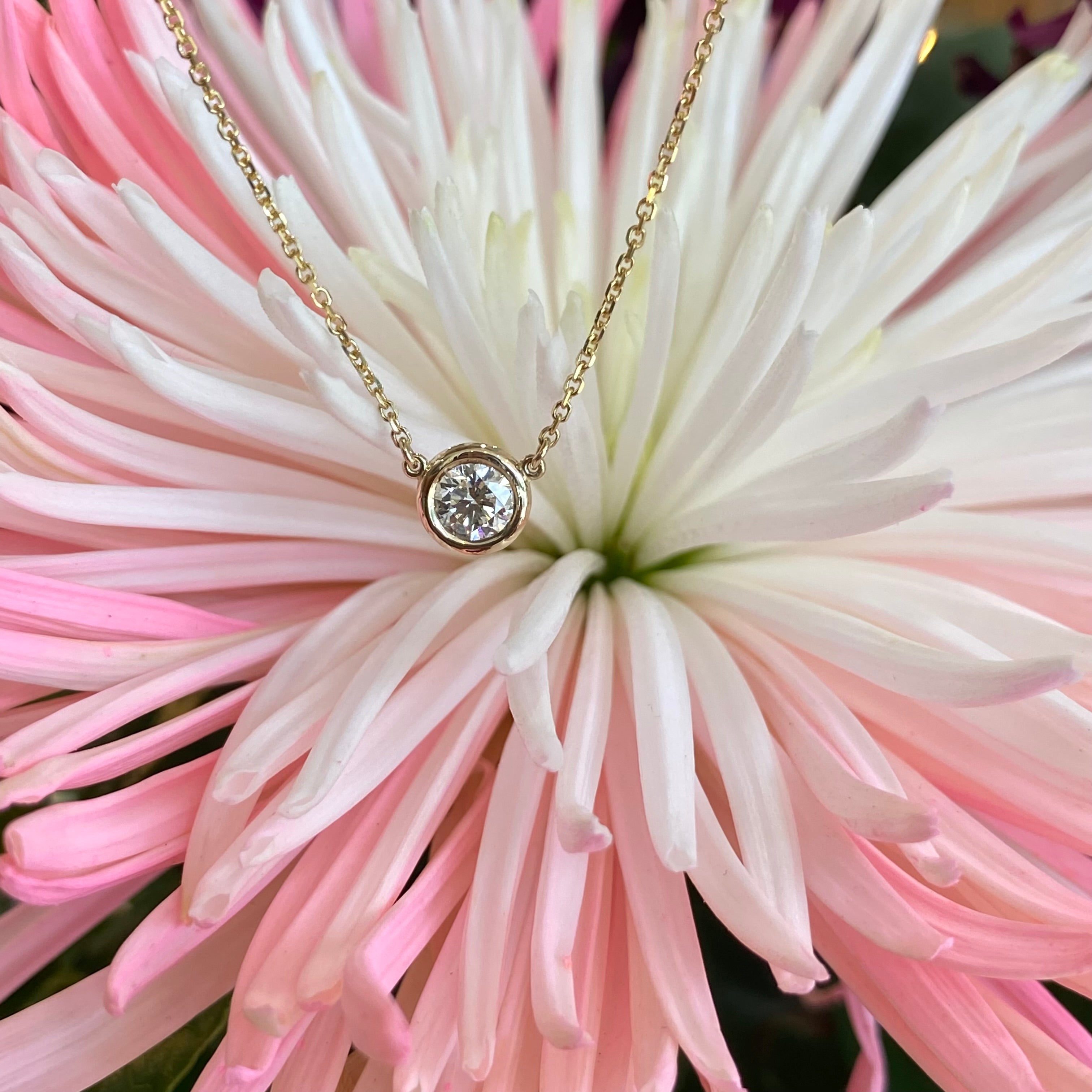 Everyday 0.40 Ct. Diamond Bezel Necklace in Yellow Gold