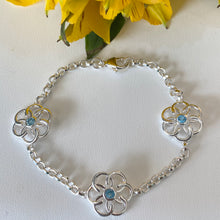 Load image into Gallery viewer, Blue Topaz Sterling Silver Celtic Knot Link Bracelet

