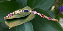 Load image into Gallery viewer, Rose Gold Rainbow Sapphire Line Bracelet
