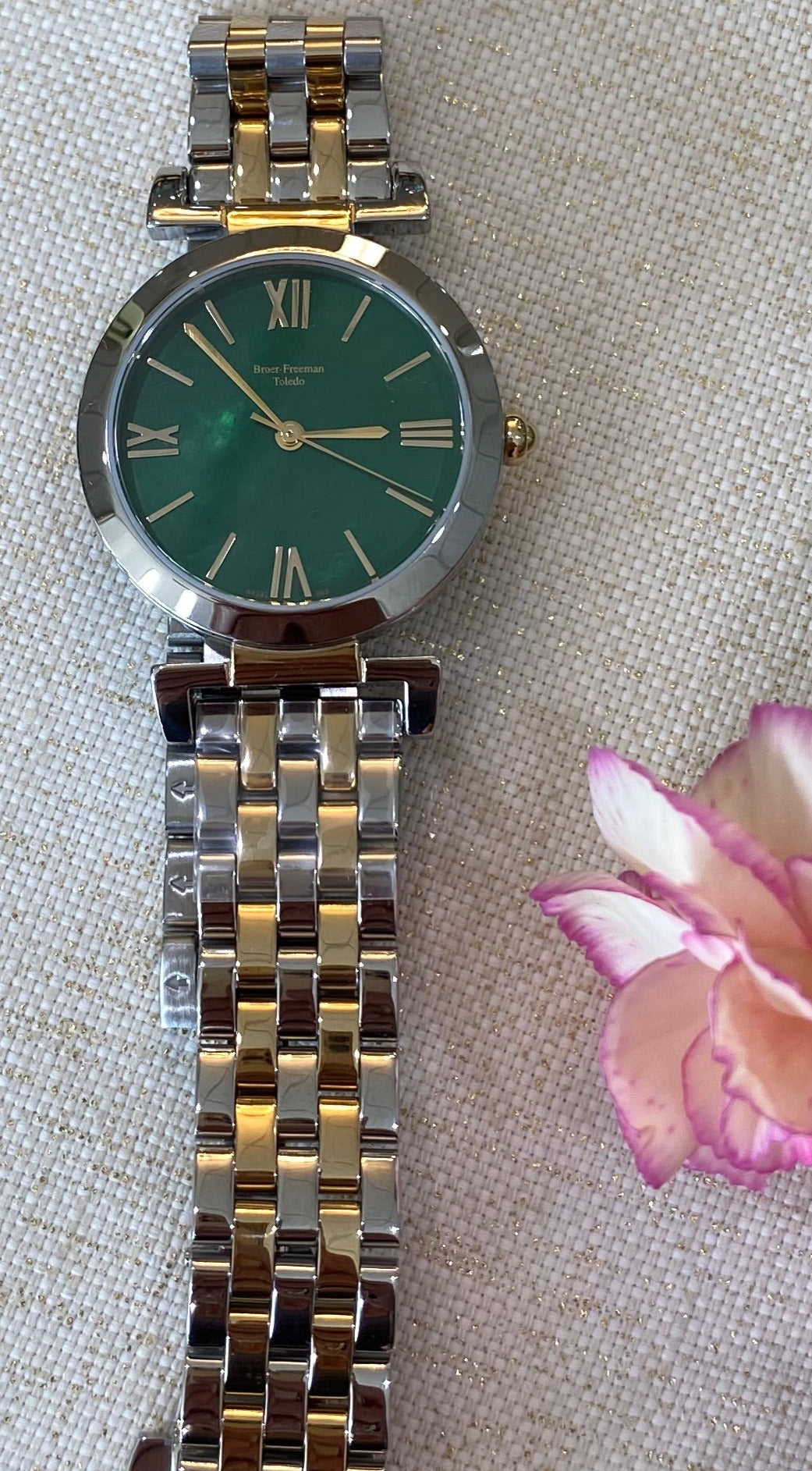 Green Mother of Pearl Gold & Silver Two Toned Watch