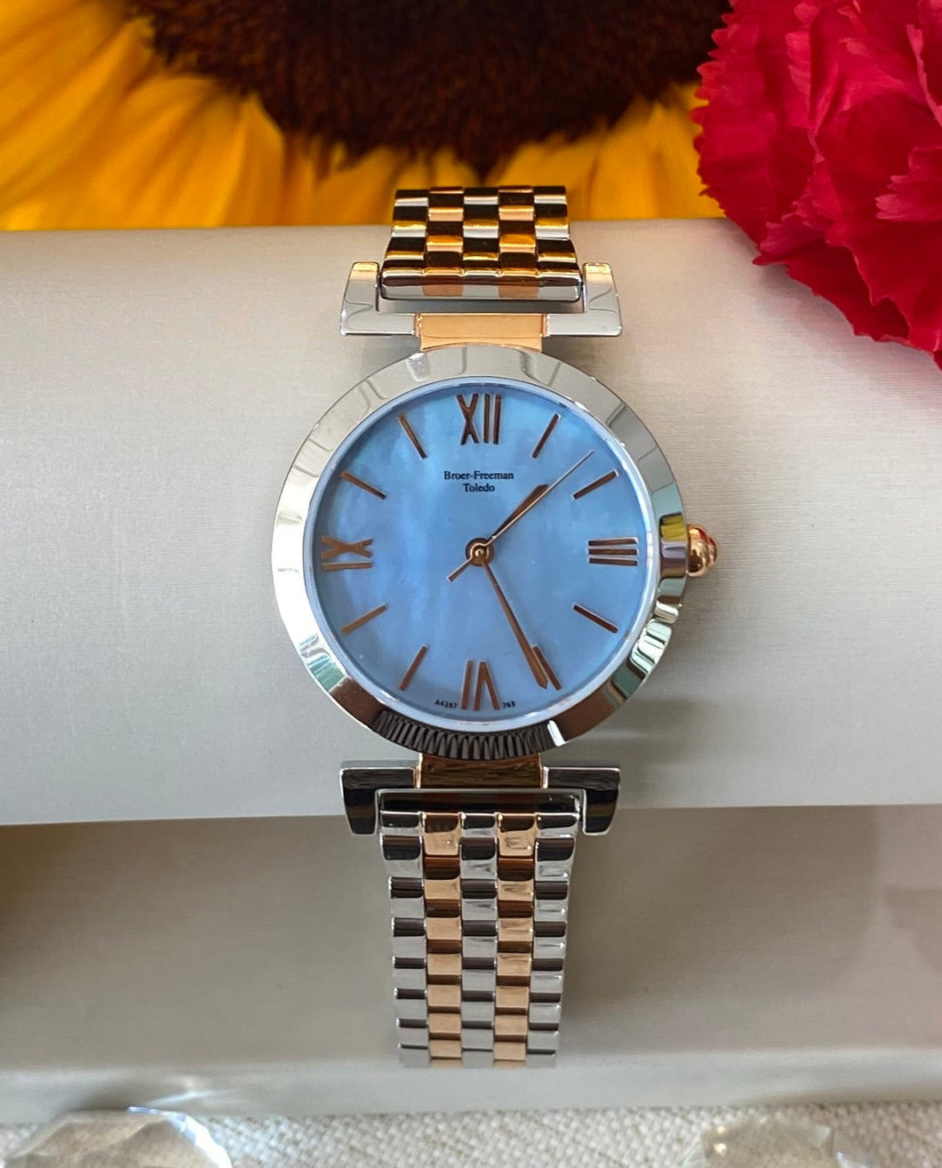 Blue Mother Of Pearl Two Tone Watch