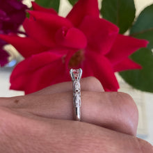 Load image into Gallery viewer, Fancy Round Solitaire Engagement Ring with Filigree Scroll Work
