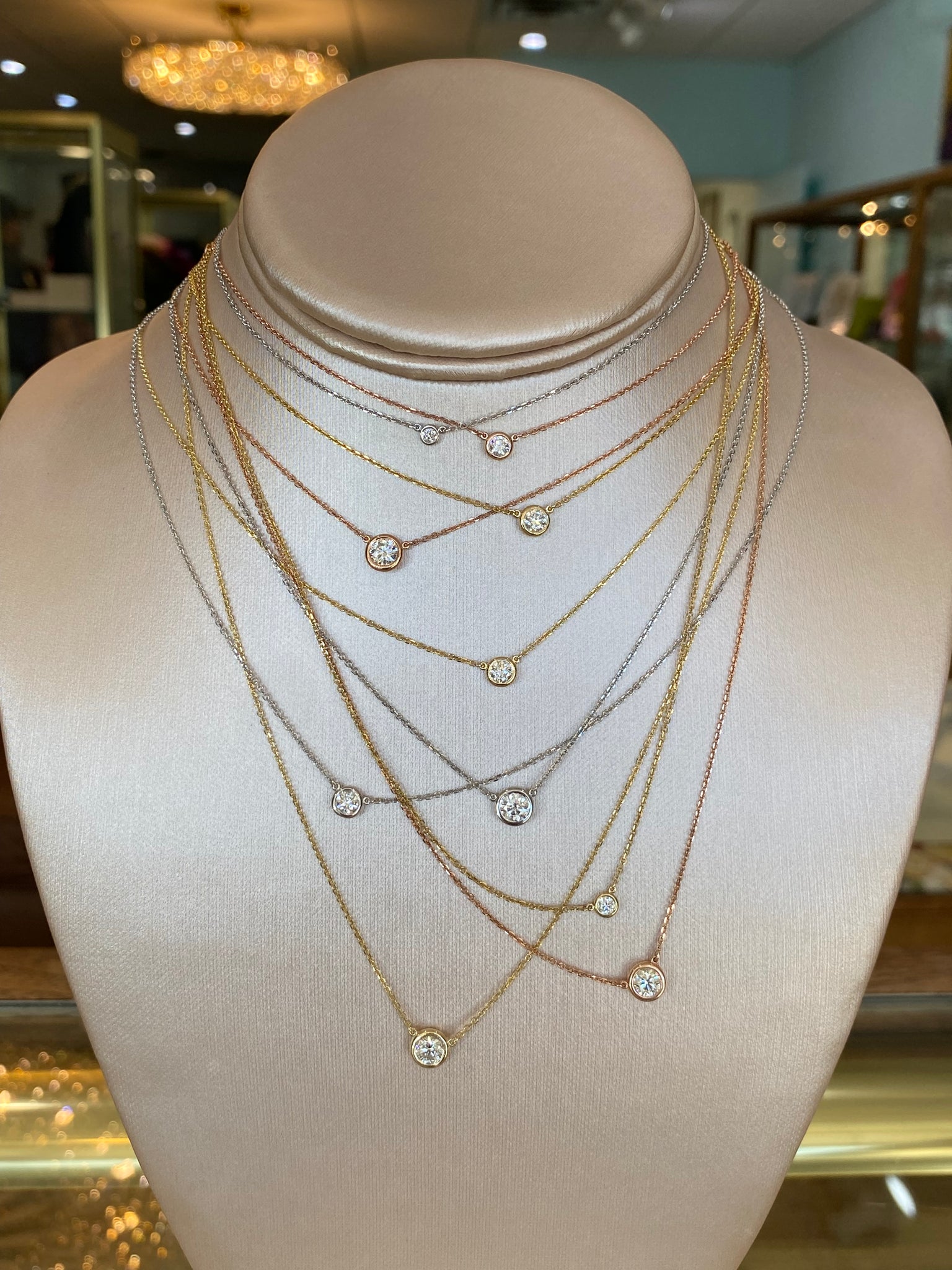 Zoe Lev Pear 14K Gold Diamond Bezel Necklace | CoolSprings Galleria