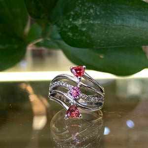One-of-a-kind Orange Sapphire, Pink Tourmaline & Diamond Ring
