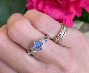 Pale Blue Sapphire & Baguette Diamond Ring