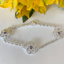 Load image into Gallery viewer, Sterling Silver &amp; Amethyst Celtic Knot Link Bracelet
