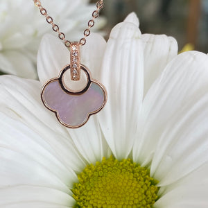 Charming Rose Gold, Mother of Pearl & Diamond Necklace