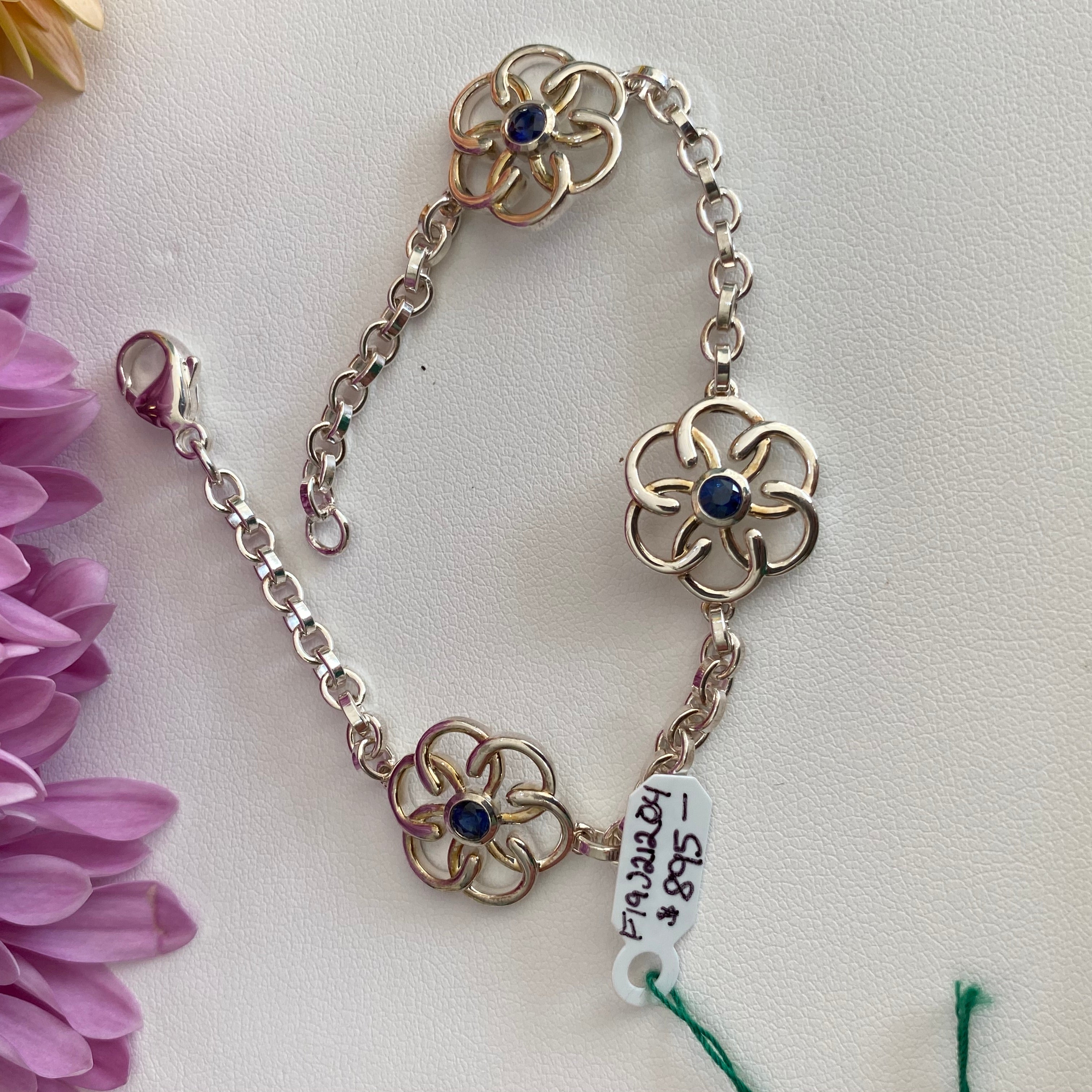 Sapphire Sterling Silver Celtic Knot Link Bracelet