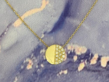 Load image into Gallery viewer, Half &amp; Half Gold/Diamond Pavé Disk Necklace
