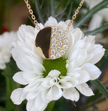 Load image into Gallery viewer, Half &amp; Half Gold/Diamond Pavé Disk Necklace
