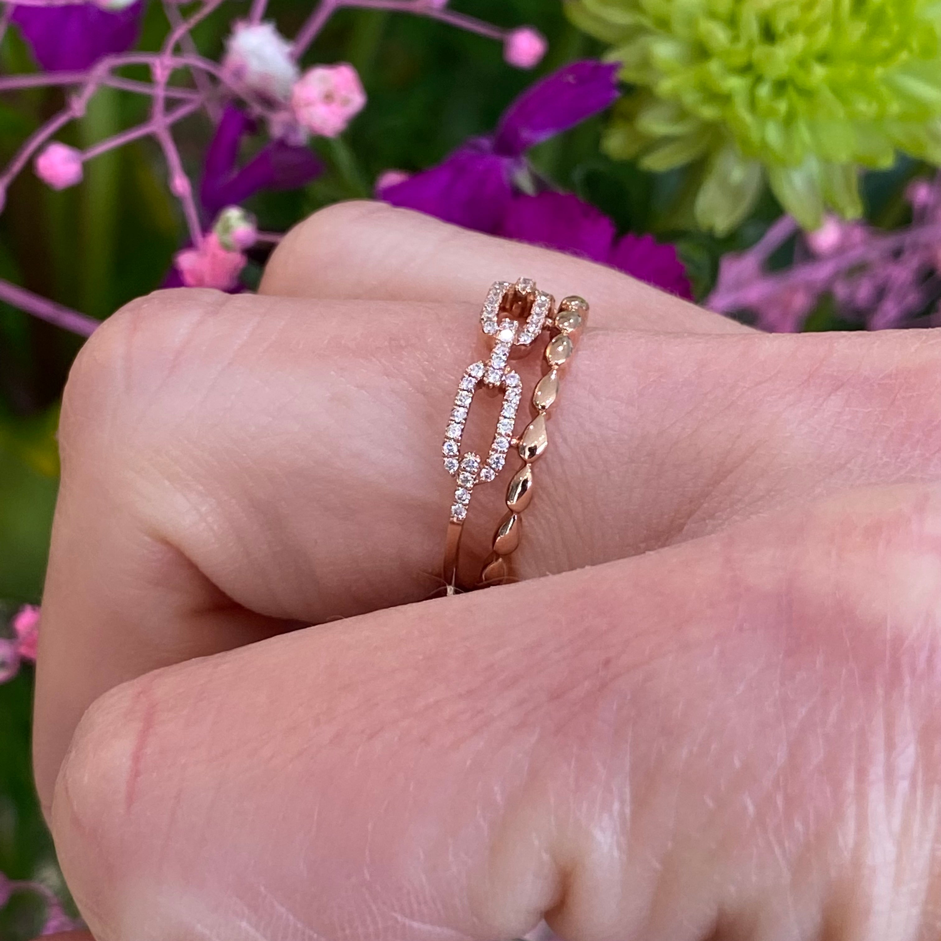 Rose Gold Diamond Stacked Ring