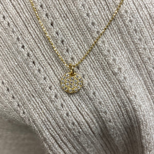 Petite diamond pavé necklace with diamond cut bead chain in yellow gold