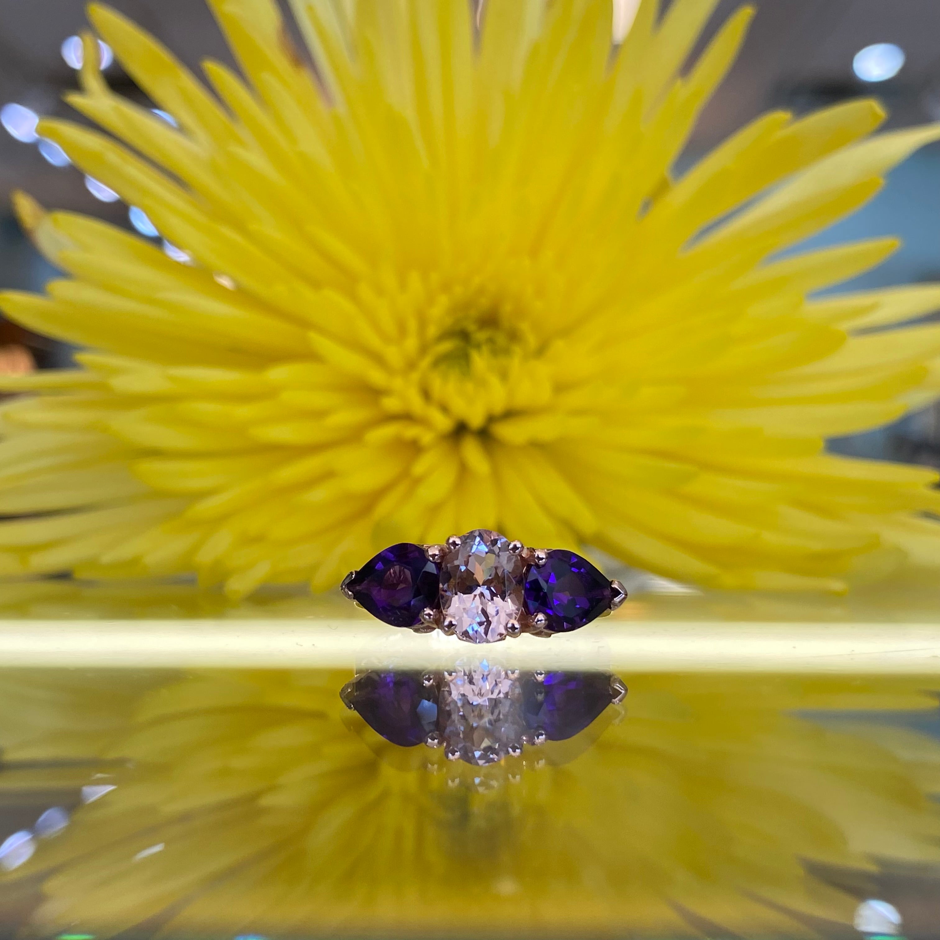 *On The Rocks* Morganite, Amethyst & Rose Gold Cocktail Ring 🍹