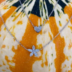 Dainty Flower & Diamond Necklace
