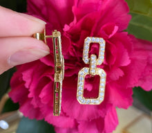 Load image into Gallery viewer, Statement Yellow Gold and Diamond Link Earrings
