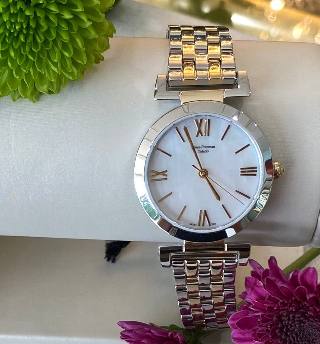 Mother of Pearl Dial and Two Toned Gold/Silver Bracelet