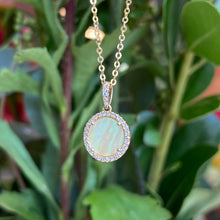Load image into Gallery viewer, Yellow Mother of Pearl &amp; Diamond Pendant with Diamond Cut Adjustable Chain
