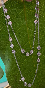 Three Stone 18K White Gold Diamonds By The Yard Necklace