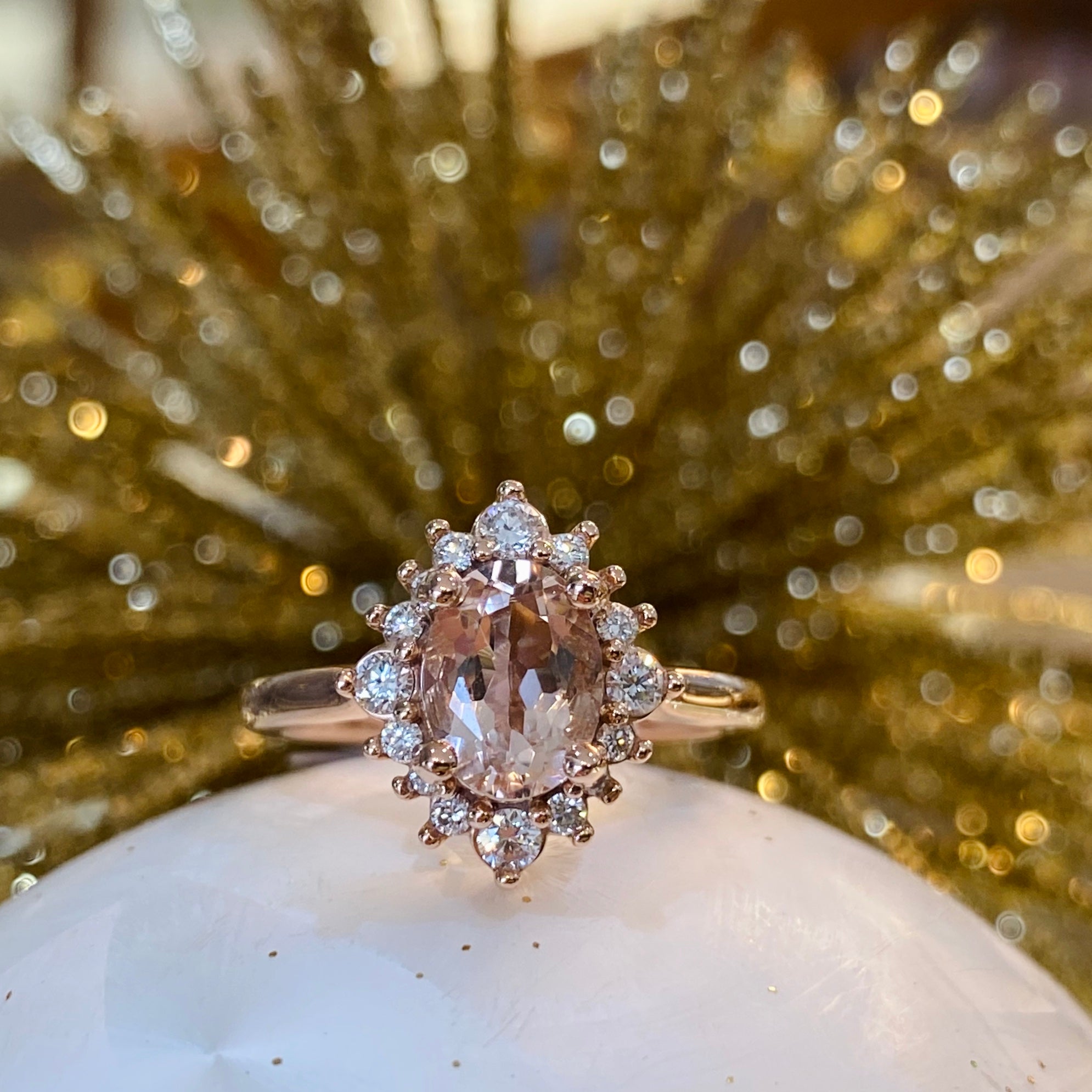 Morganite and Diamond Ring in Rose Gold