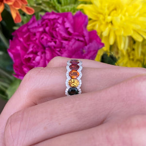 Rainbow Sapphire 14K White Gold Ring