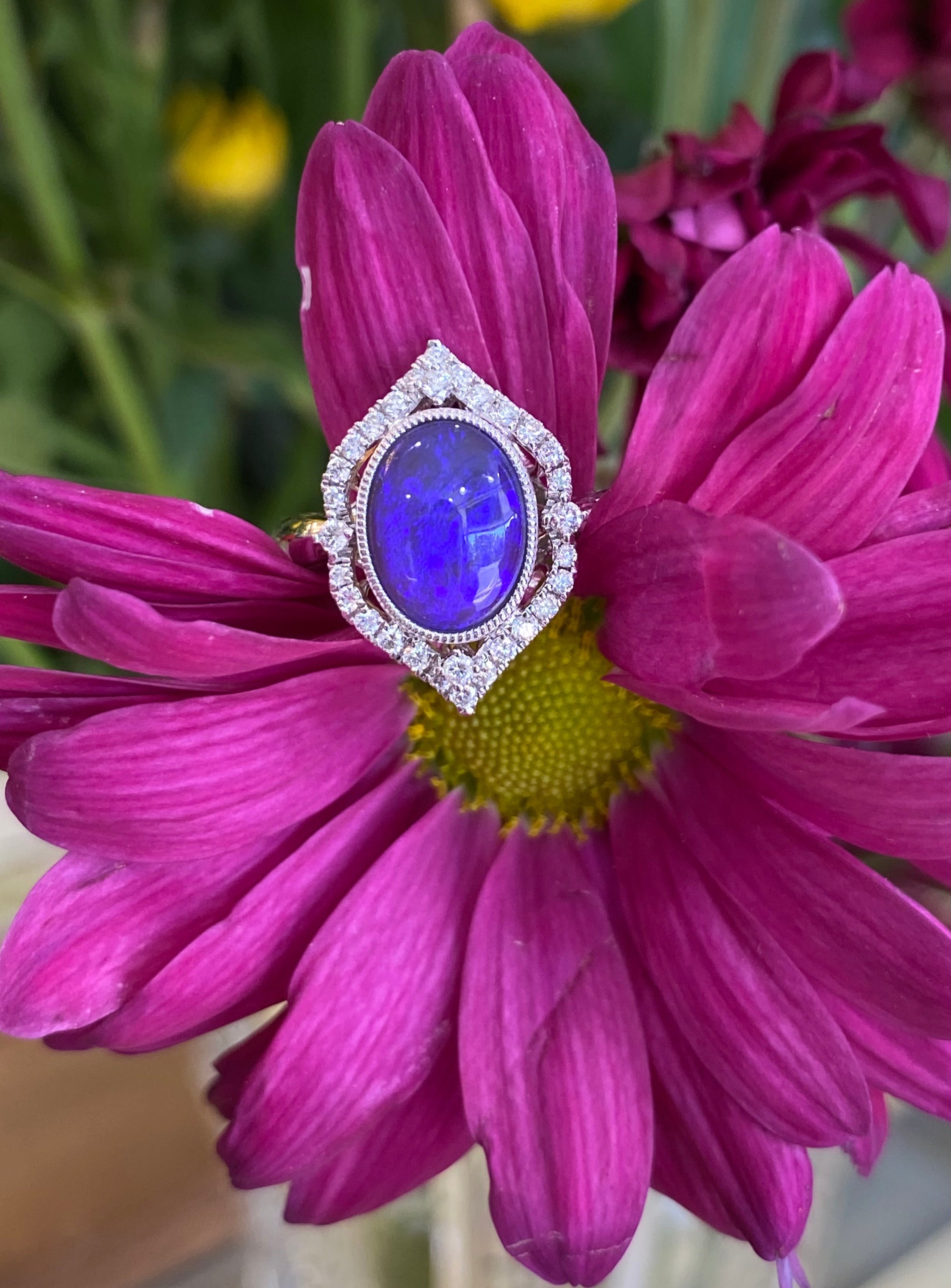 Purple Opal Vintage Inspired Halo Ring