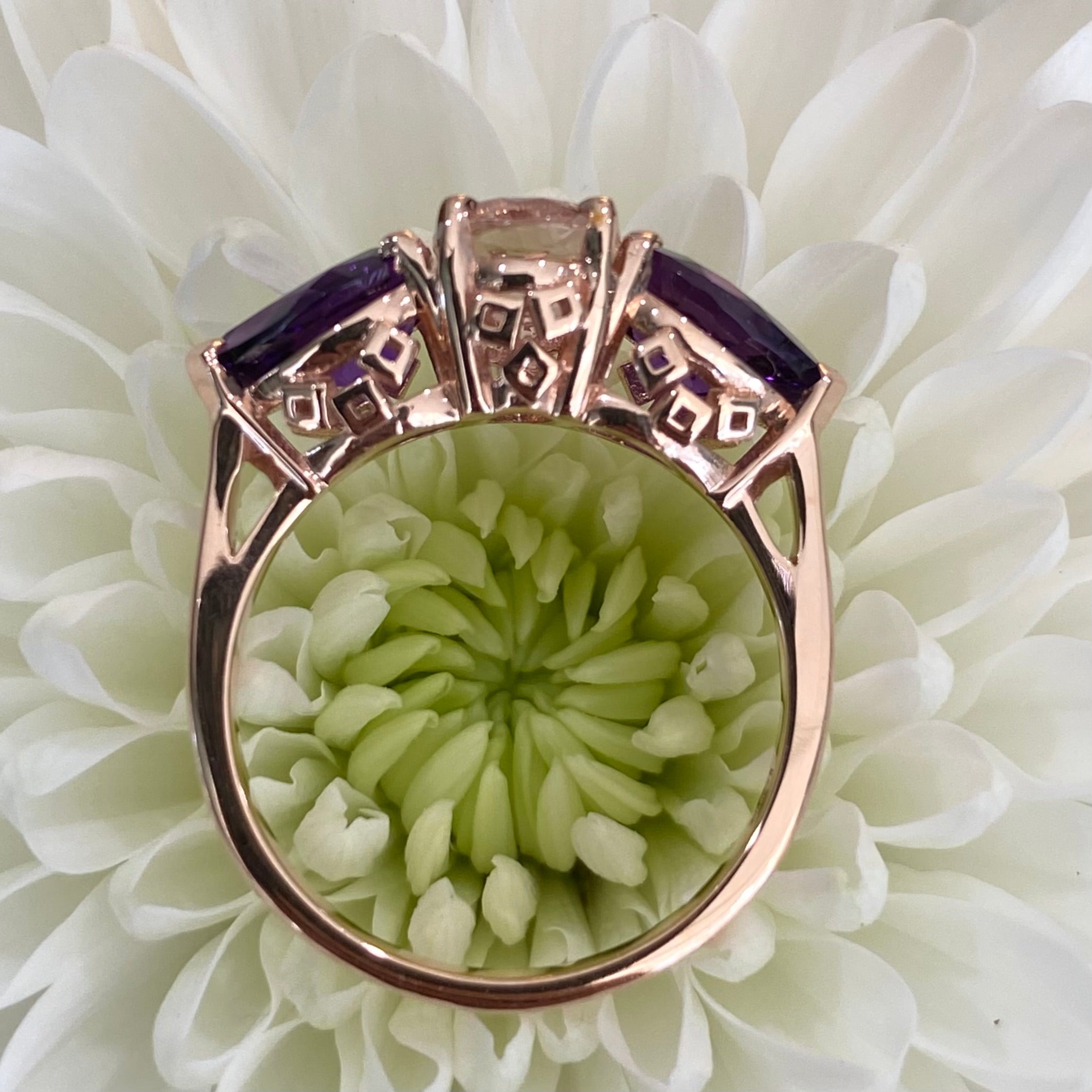 *On The Rocks* Morganite, Amethyst & Rose Gold Cocktail Ring 🍹
