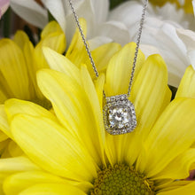 Load image into Gallery viewer, Diamond Square Halo Necklace
