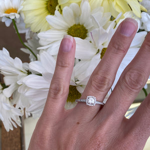 Cushion Shaped Halo Round Diamond Engagement Ring