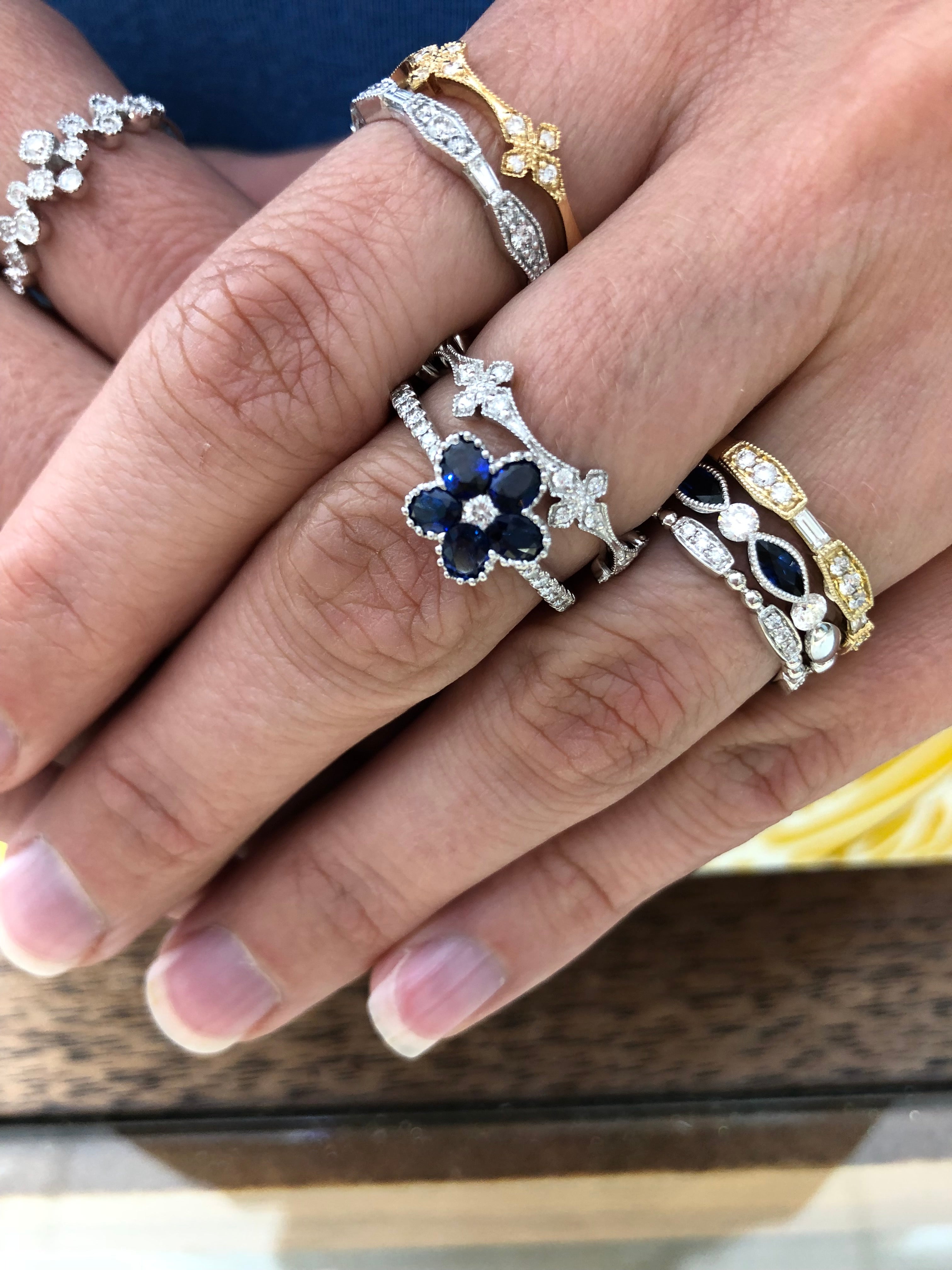 Unique Diamond & Milgrain Wedding Band