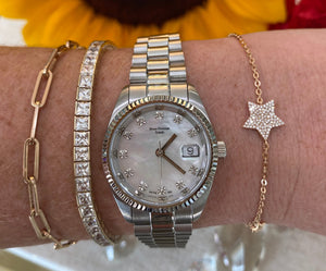 Mother Of Pearl And Diamond Watch