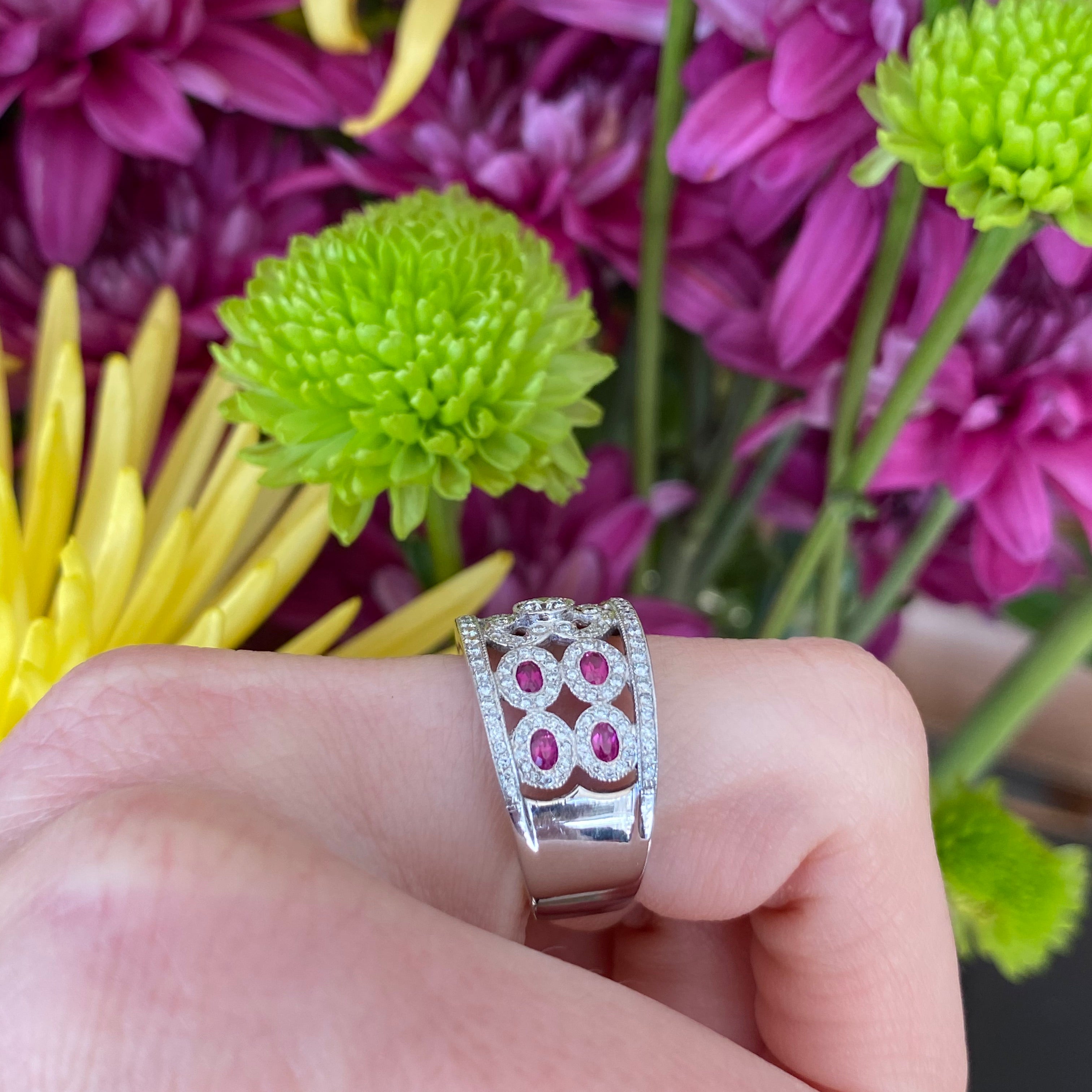 Ruby & Diamond Wide Pavé Set Band