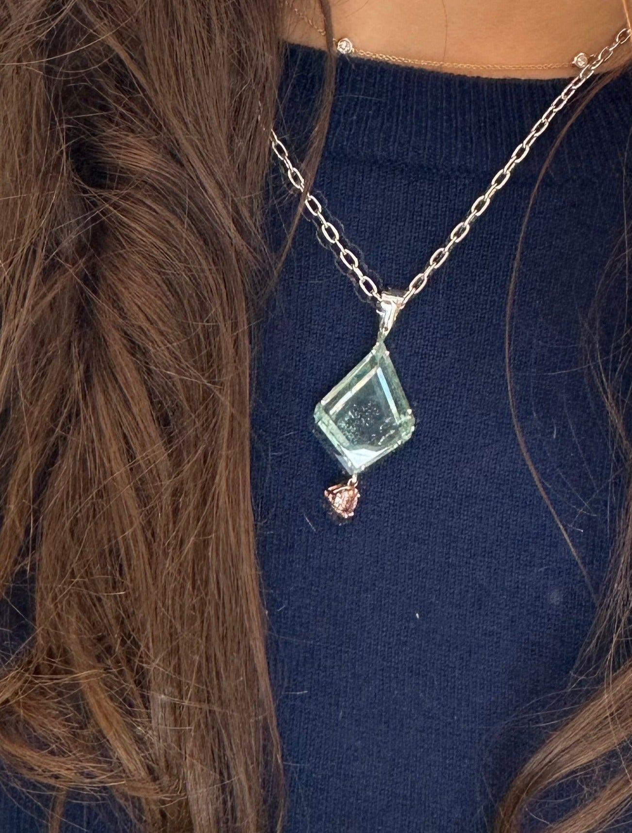 Aquamarine & Pink Sapphire Necklace