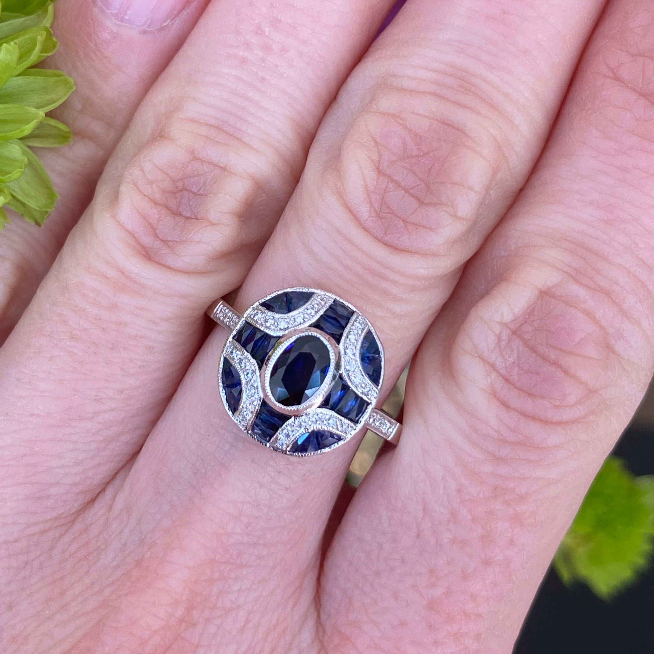 Oval Sapphire & Diamond Vintage Ring