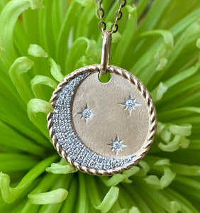 Stars and Moon Disc Necklace