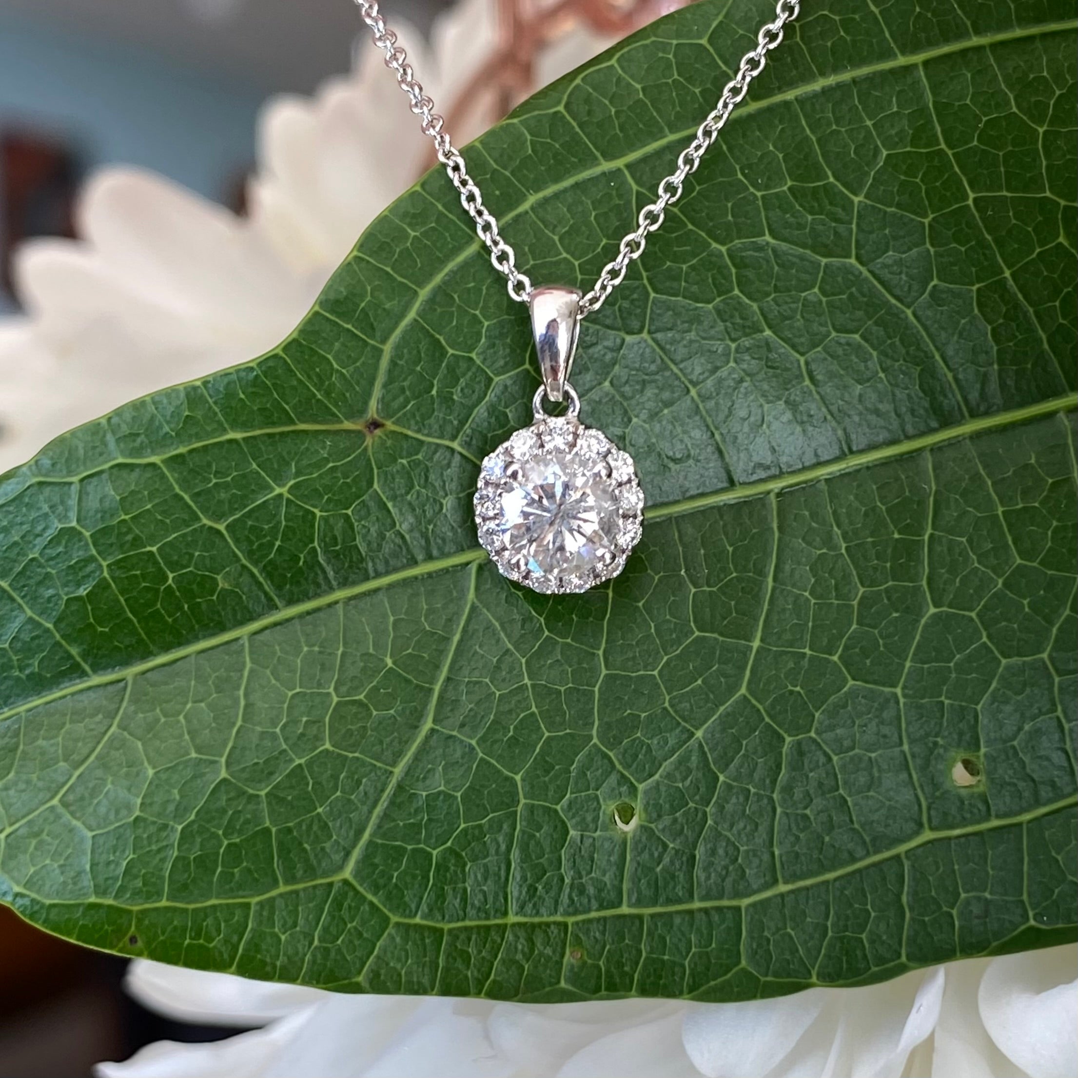 Diamond Halo Pendant Necklace