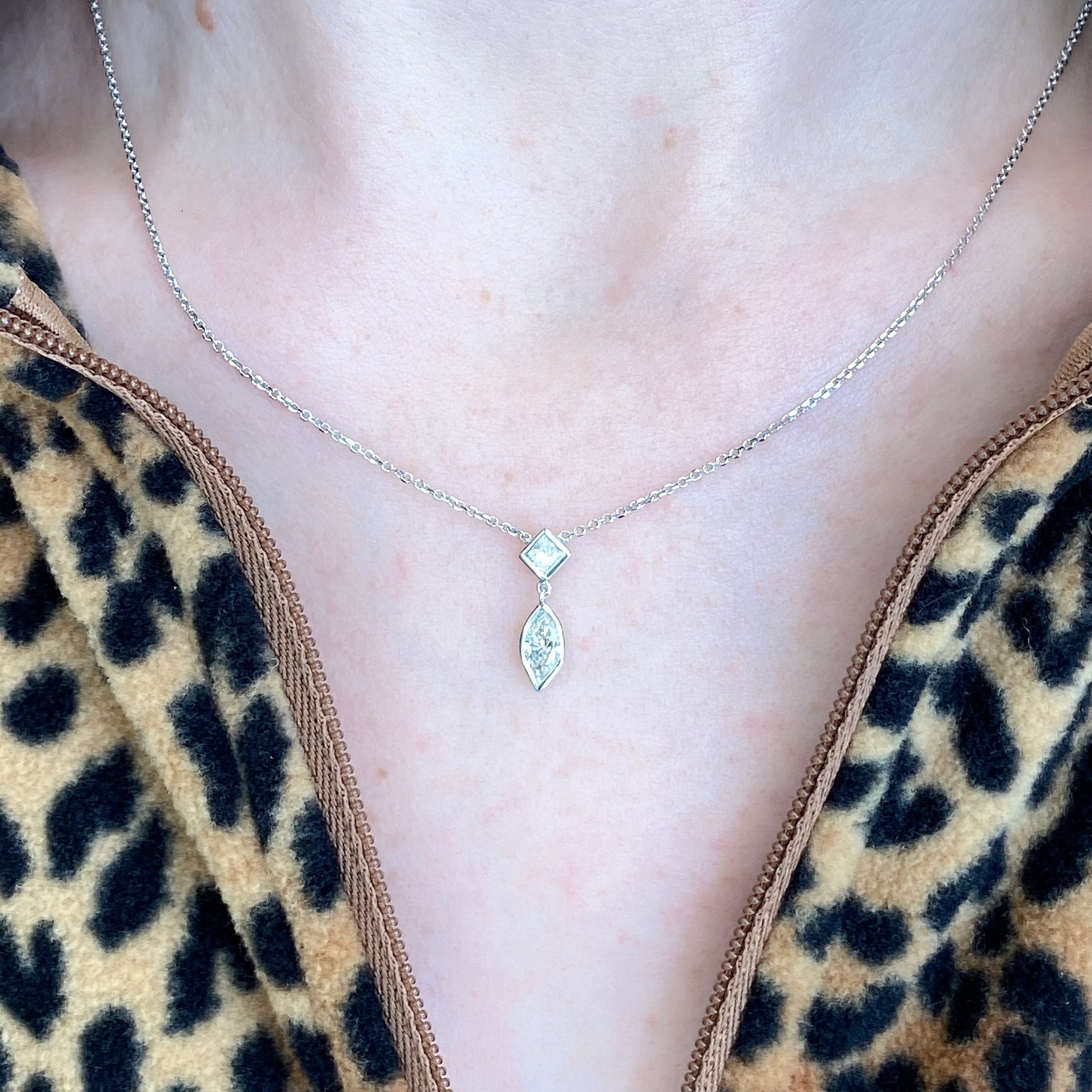 Marquise & Princess Cut Diamond Necklace