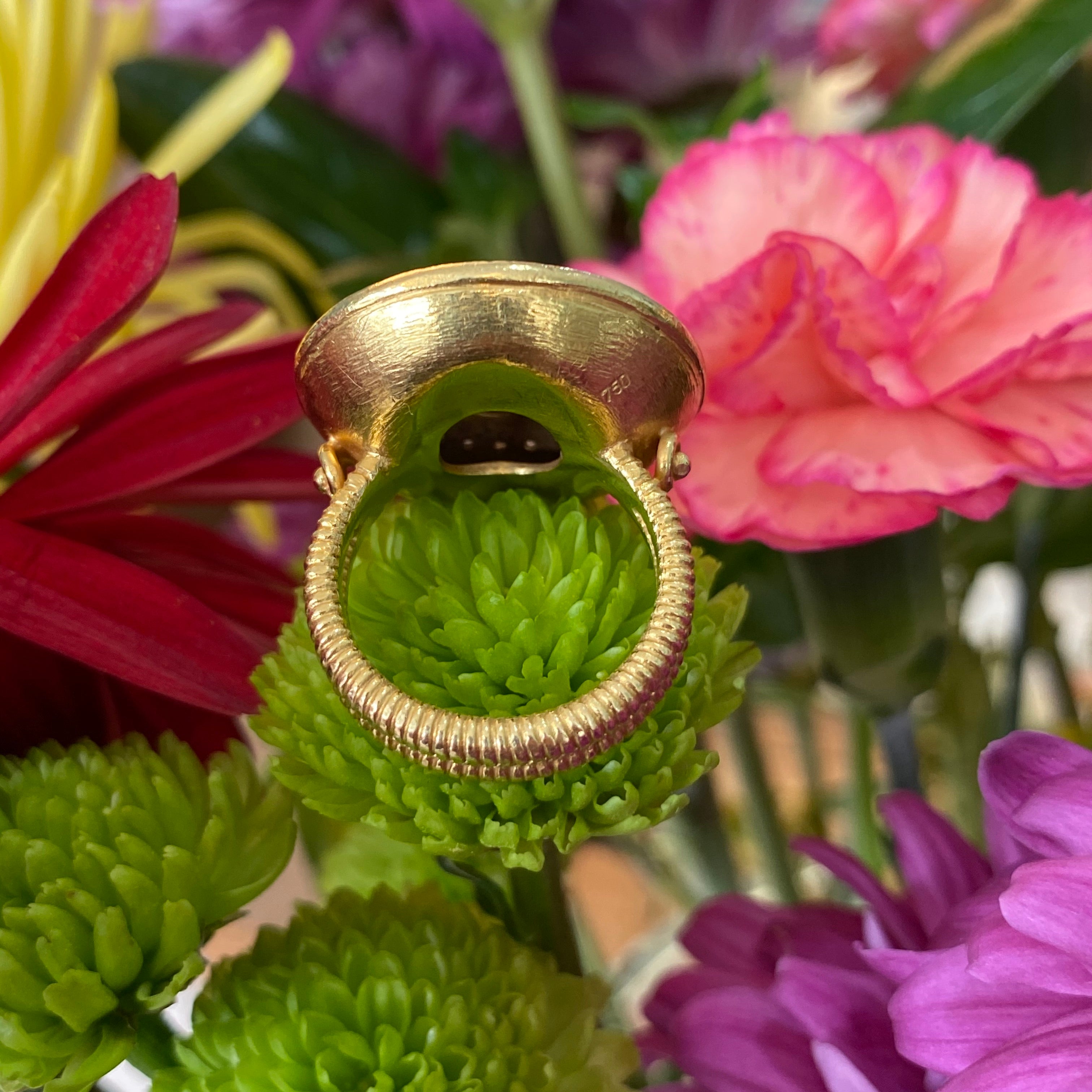 Vintage Statement Diamond Coin Ring in 18K Yellow Gold