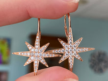 Load image into Gallery viewer, Starburst Rose Gold and Diamond Earrings
