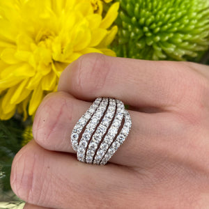 Diamond Seashell 18K White Gold Ring