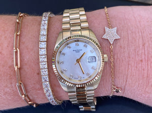 Mother Of Pearl and Diamond Gold Toned Watch