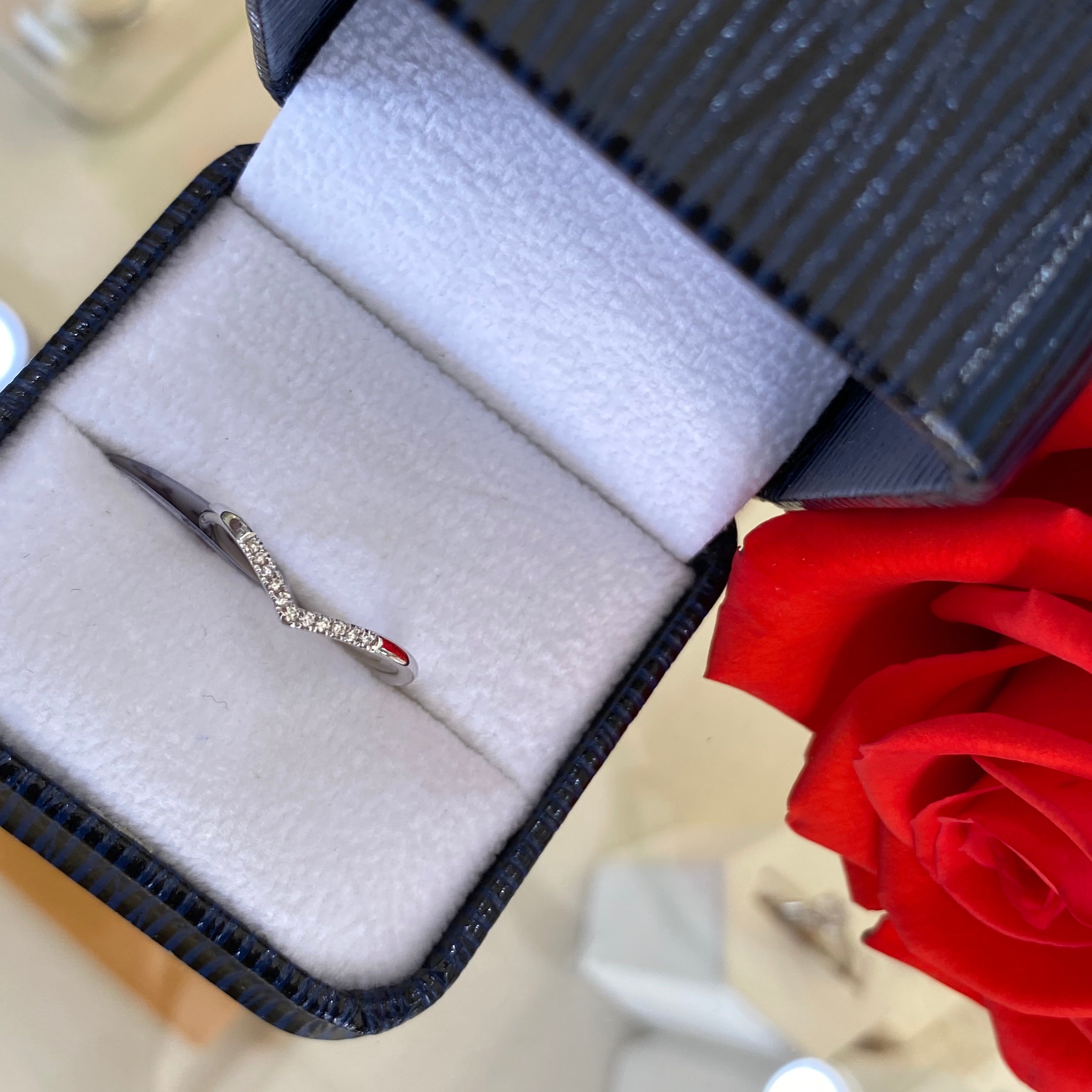 Chevron Diamond White Gold Band
