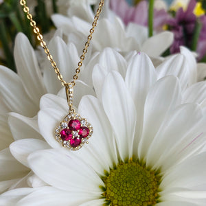 Stunning Ruby and Diamond Necklace in Yellow Gold