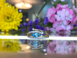Stacked Blue Topaz And Diamond Ring