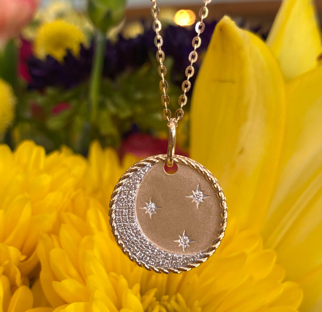 Stars and Moon Disc Necklace