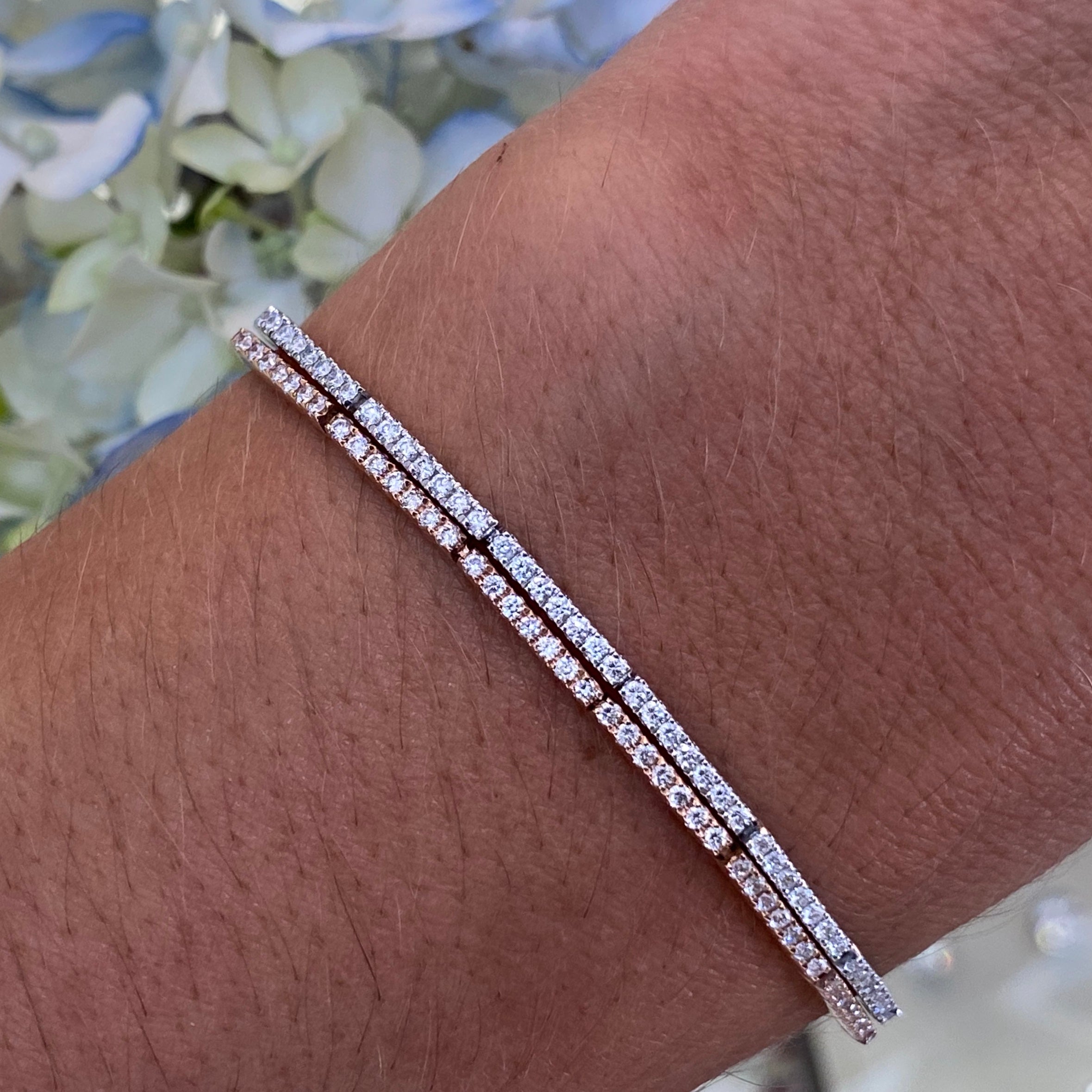 Dainty Diamond Rose Gold Stackable Bracelet