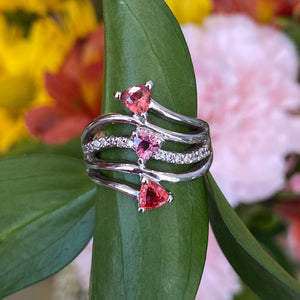 One-of-a-kind Orange Sapphire, Pink Tourmaline & Diamond Ring