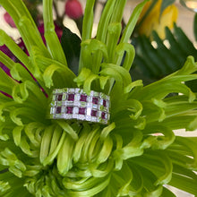 Load image into Gallery viewer, Ruby &amp; Diamond White Gold Basket Weave Ring

