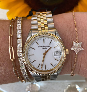 White Dial Two Toned Gold & Silver Watch